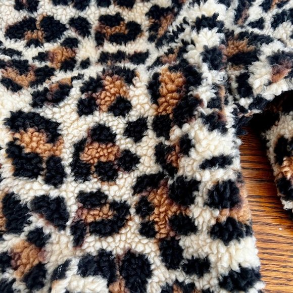 J.Crew Snap Collar Sherpa Sweatshirt in Leopard - L - Picture 7 of 8